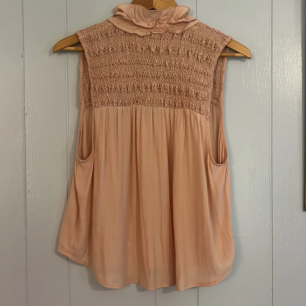 Free People Pink Ruffle Me Up Top- Pink- Small; perfect all-season feminine top!